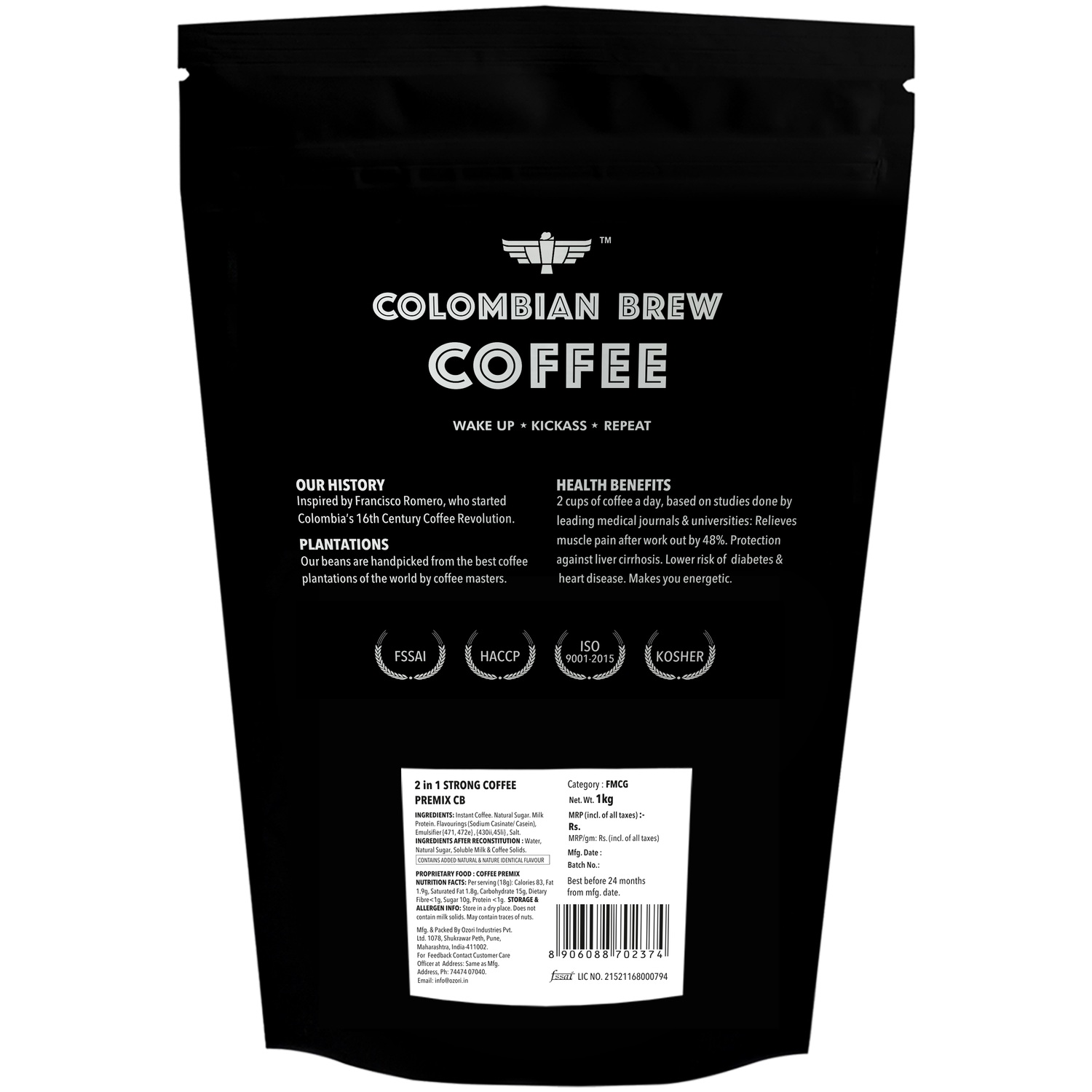 Colombian Brew 2 in 1 Instant Coffee Powder Premix 1kg