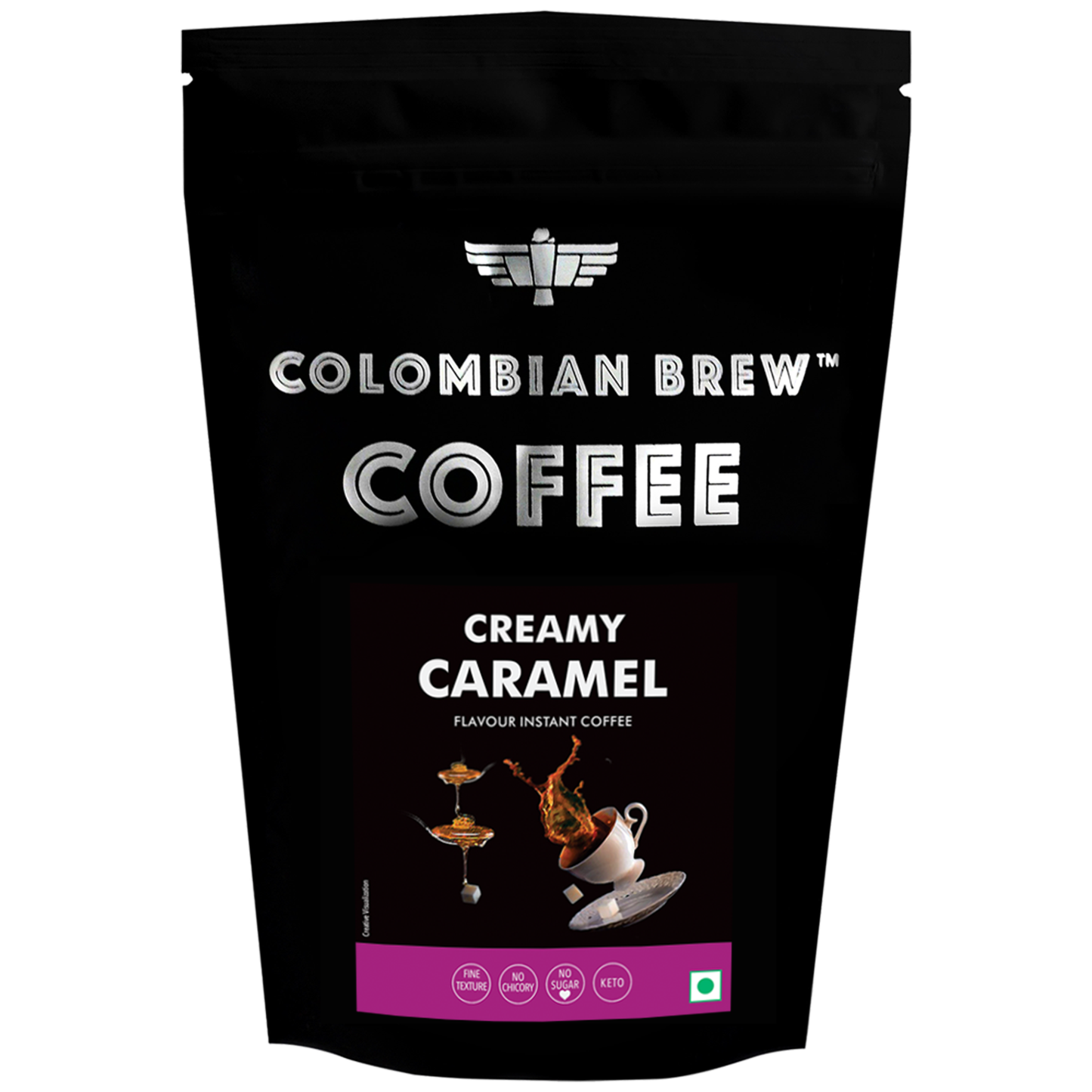 Colombian Brew Caramel Instant Coffee Powder, No Sugar Vegan, 1kg Hotel Pack