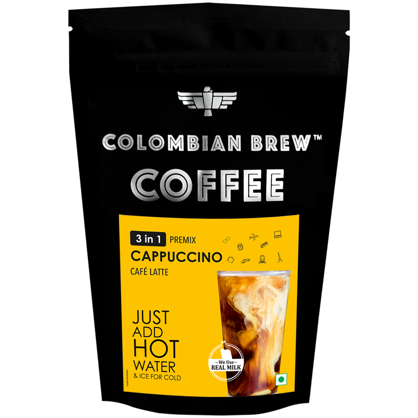 Colombian Brew 3 in 1 Cappuccino Café Latte, Instant Coffee Powder Premix 1kg