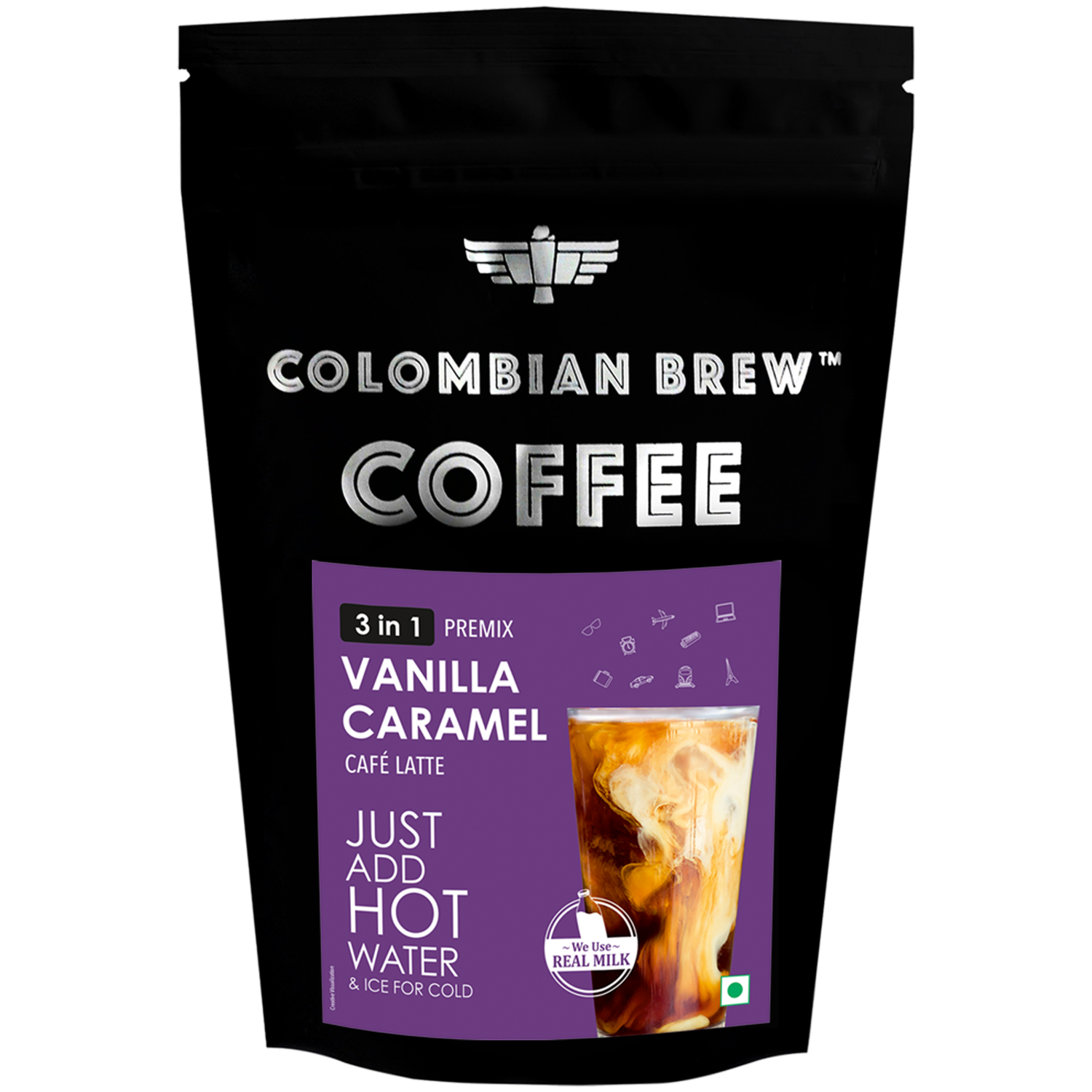 Colombian Brew Vanilla Caramel Café Latte, Instant Coffee Powder Pre-mix (3 in 1) 1kg