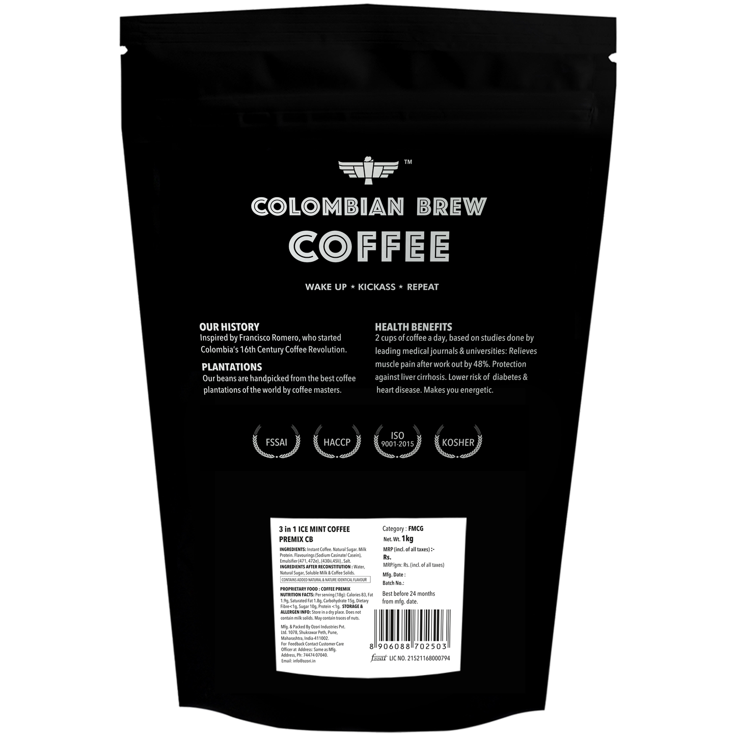 Colombian Brew Mint Café Latte, Instant Coffee Powder Pre-mix (3 in 1) 1kg