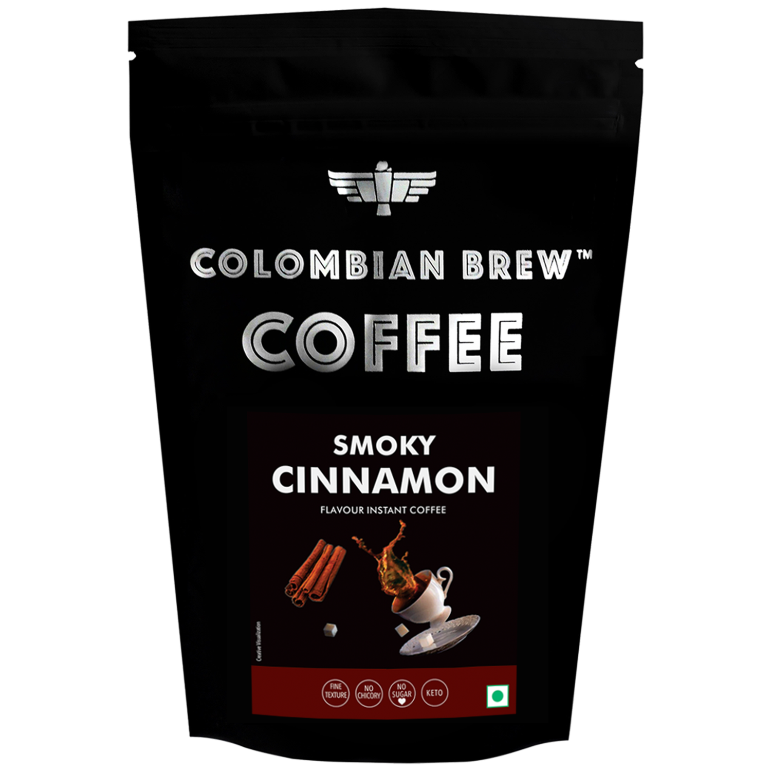 Colombian Brew Cinnamon Instant Coffee Powder, No Sugar Vegan, 1kg Hotel Pack