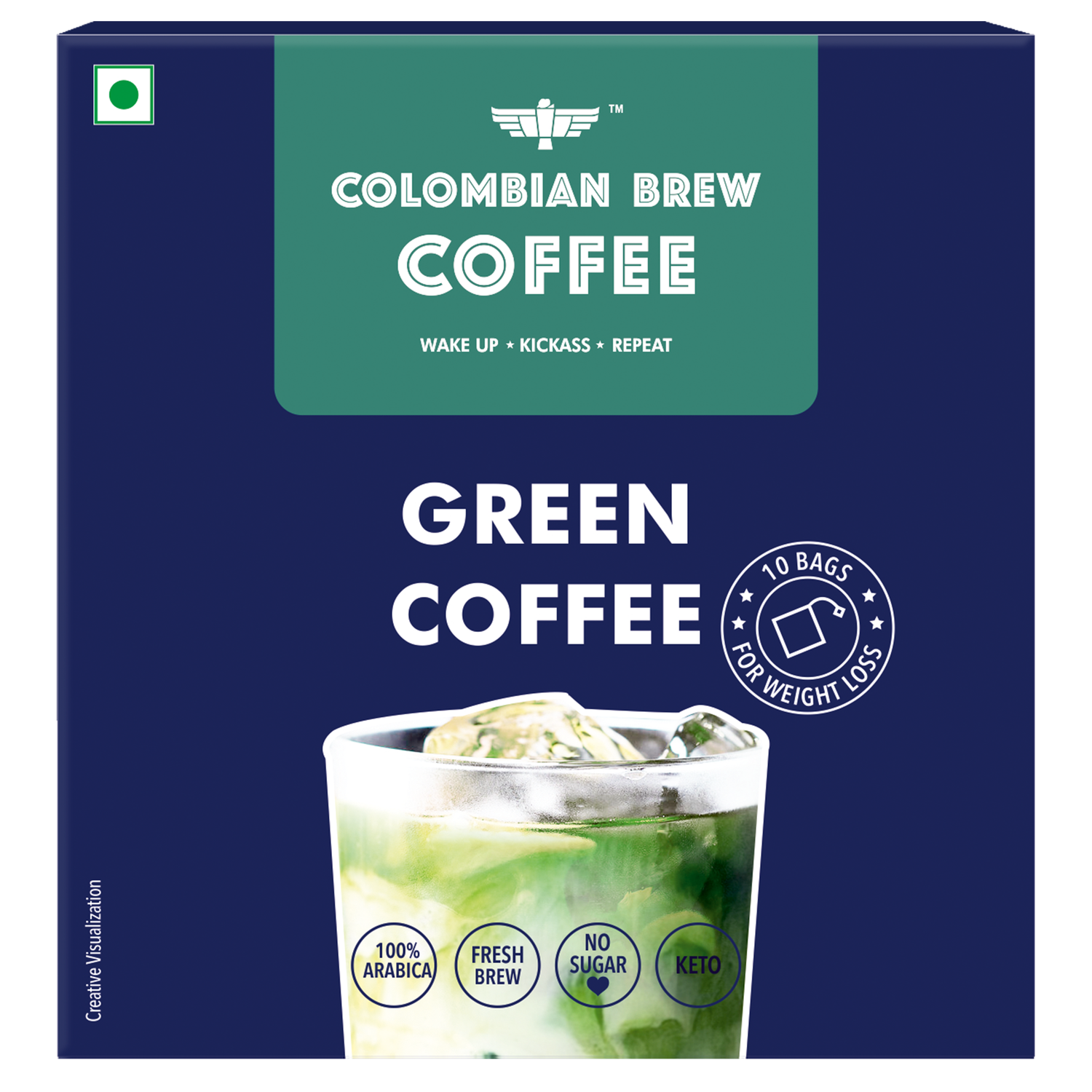 Colombian Brew Coffee Green Coffee Powder, Hot & Cold Brew 10 Bags (For Weight Loss)