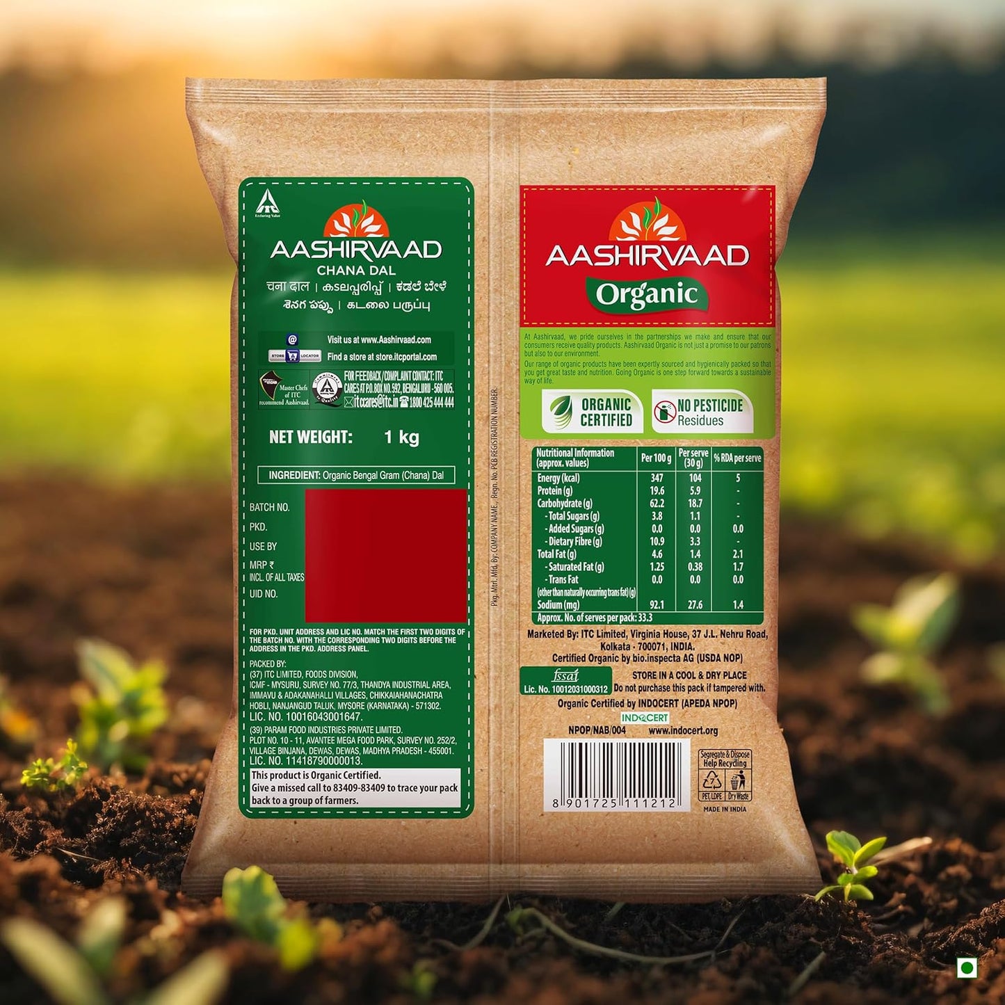 Aashirvaad Organic Chana Dal - 1 Kg