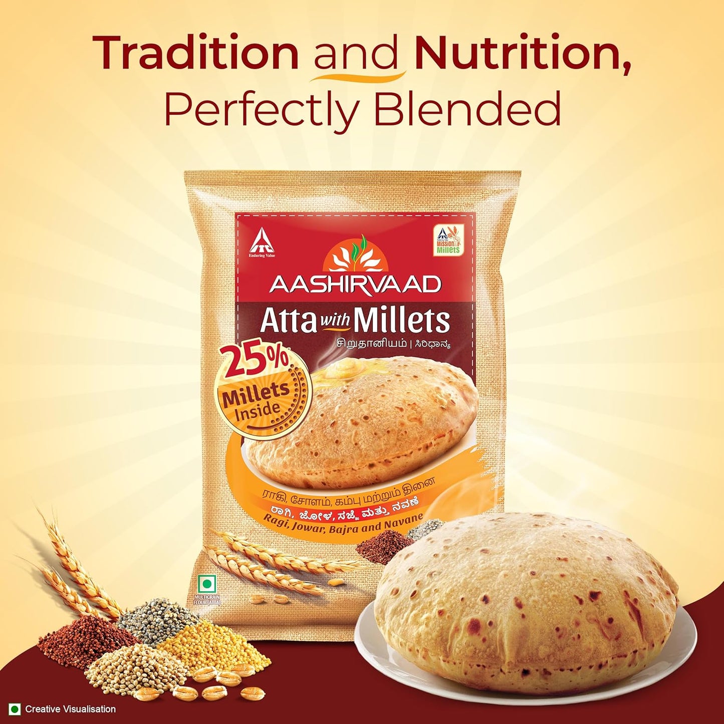 Aashirvaad Atta with Millets - 1 Kg