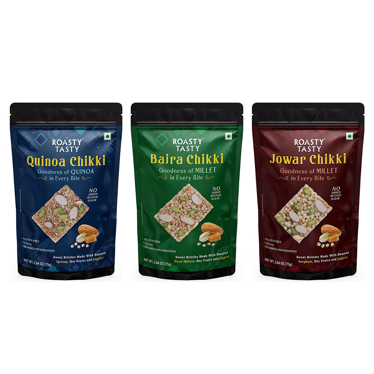 Assorted Combo Millet & Quinoa Bites | Bajra, Jowar, Quinoa Bars | Millet Chikki | Pack of 3