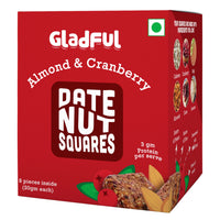 Gladful Date Nut Squares Almond and Cranberry - 8 Bars