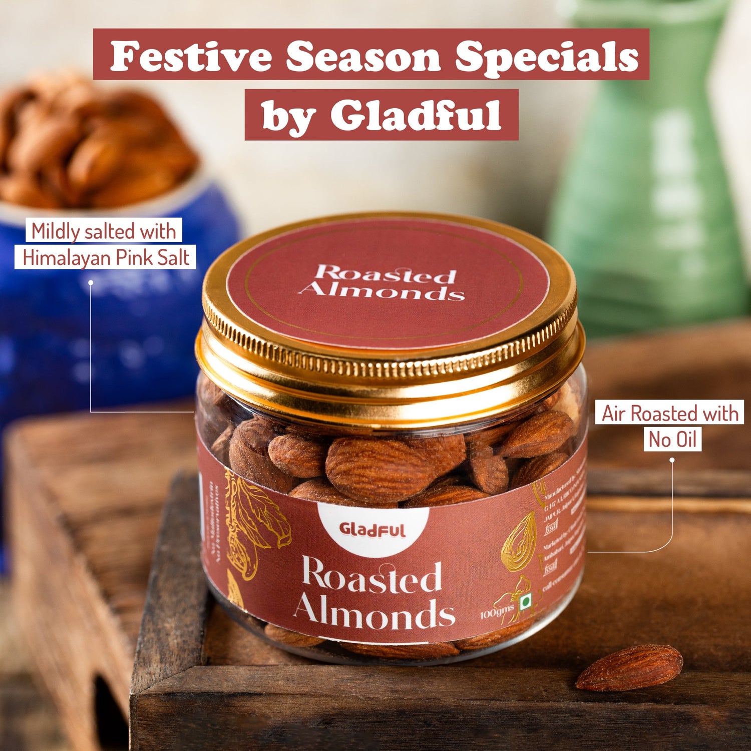 Crunchy Roasted Almonds- 100g (One jar)