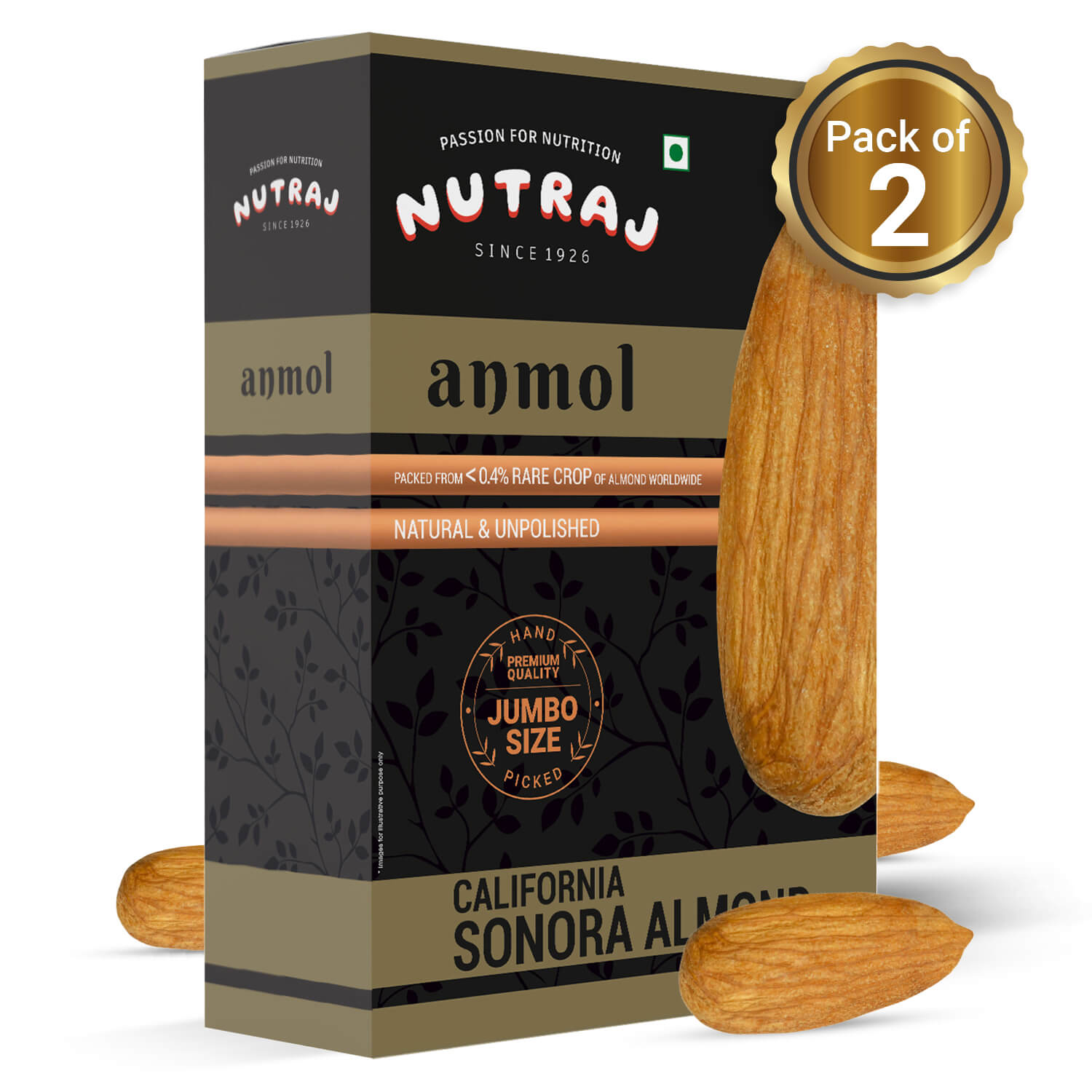 Nutraj Anmol Jumbo Size Sonora Almonds 500gm