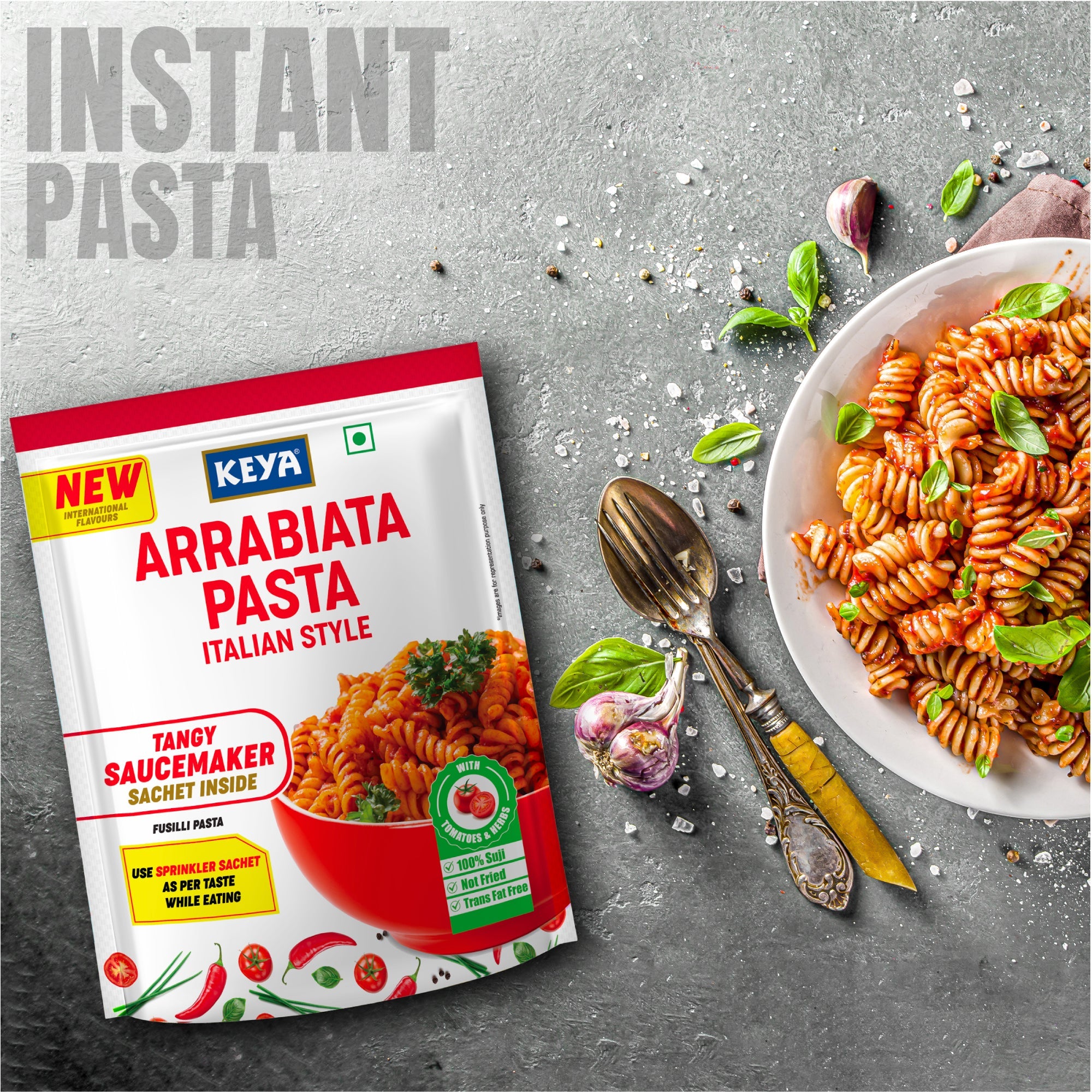 Keya Arrabiata Instant Pasta Italian Style - 68.5 gms - Veeha Foods