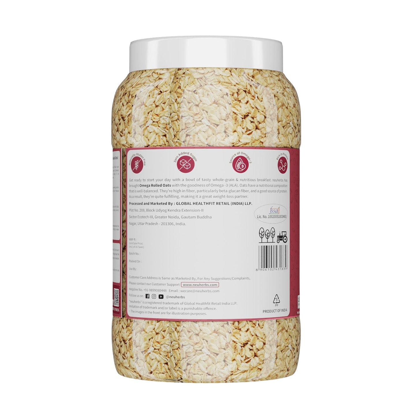 Natural Omega Rolled Oats for Weight Management With Gluten Free for Men and Women