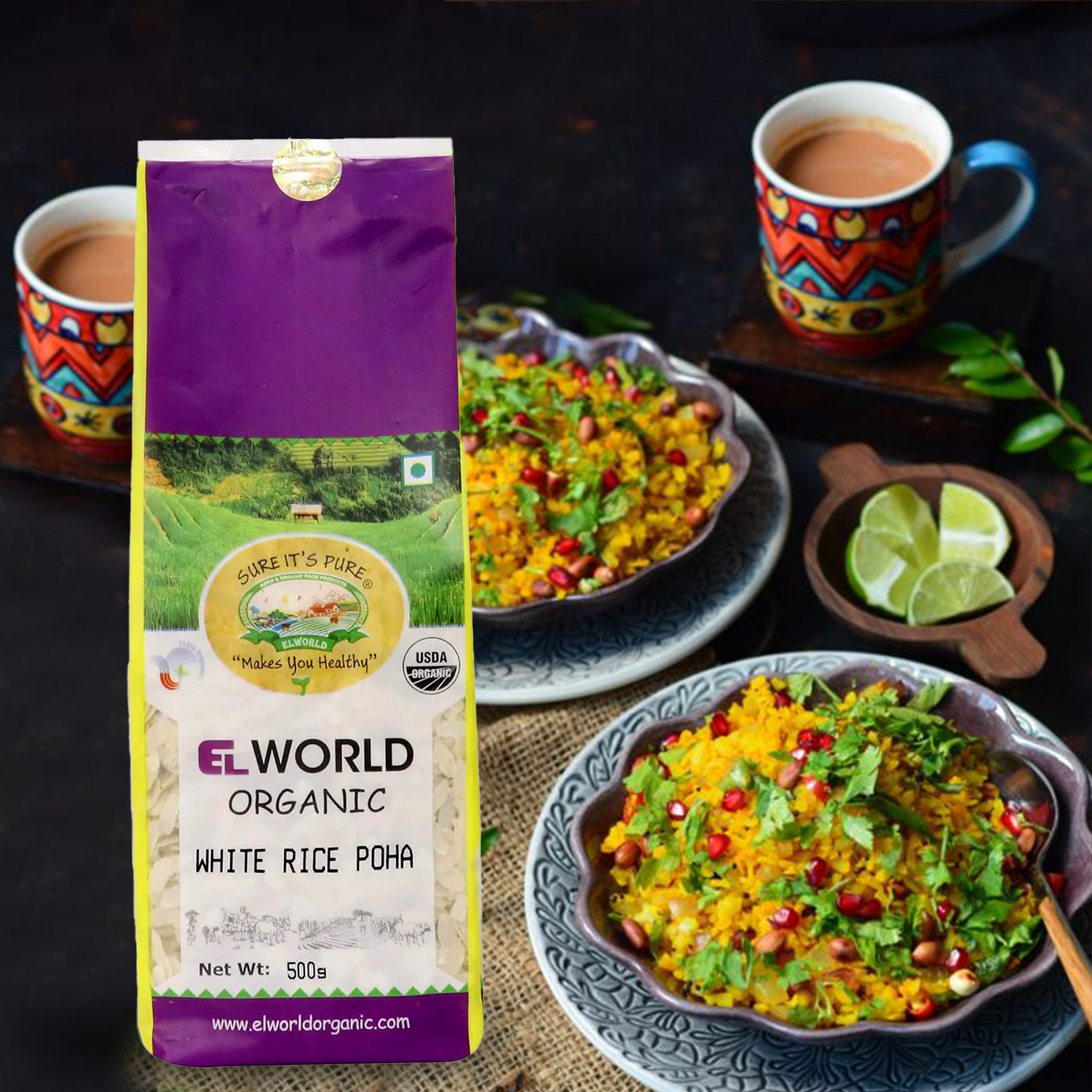 Elworld Agro & Organic Food Products White Rice Poha 500 g