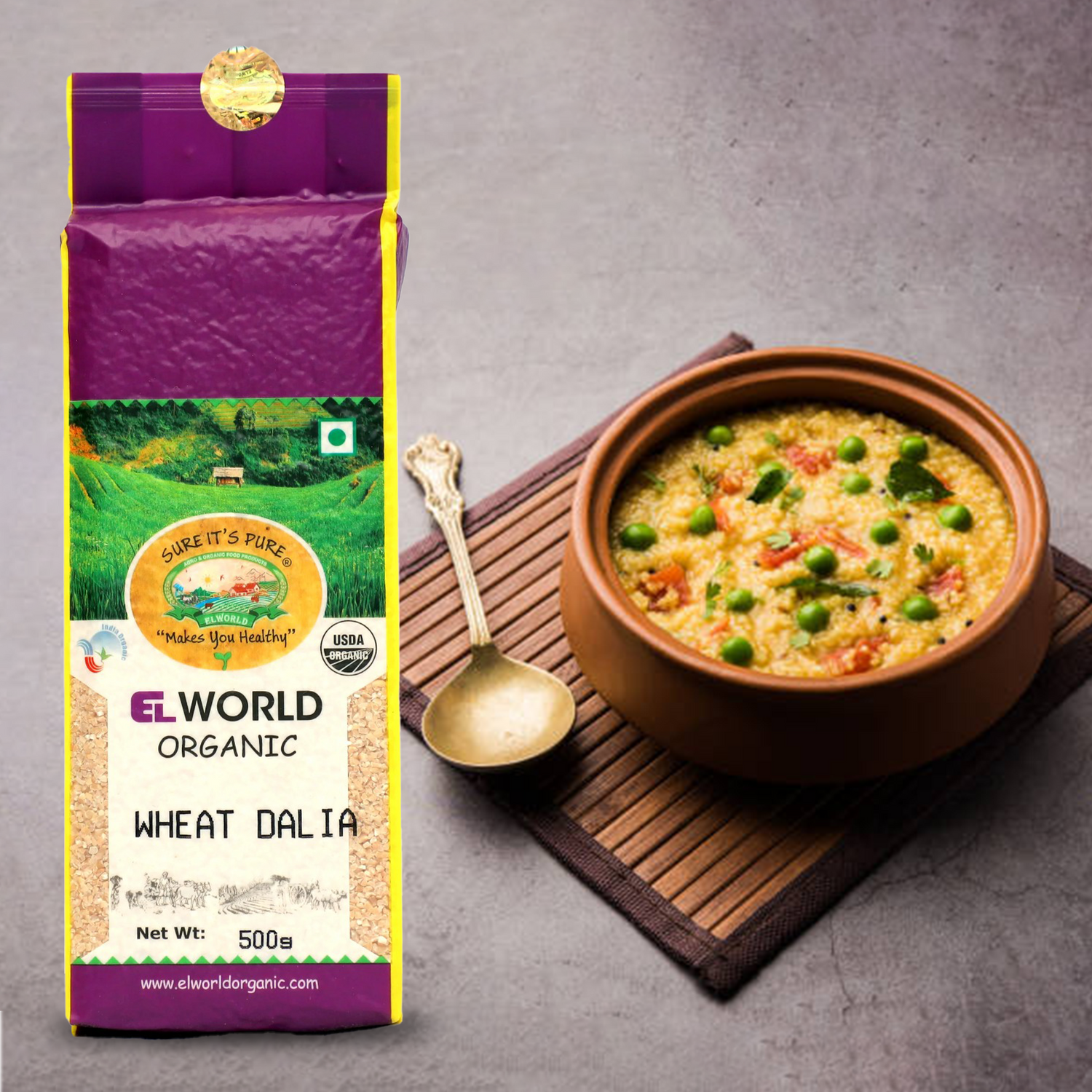 Elworld Agro & Organic Food Products Wheat Dalia 500 g