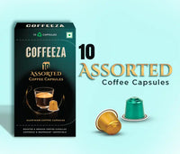 Coffeeza Assorted Box of 10 Coffee Capsules – Classico, Intenso, Cremoso, Forte, and Mysore Nuggets