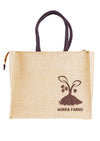 Mokkafarms 100% Jute Eco Bag - 15in X 12.5in X 7.5in Carry All Large Bag With Zipper - 150 gms