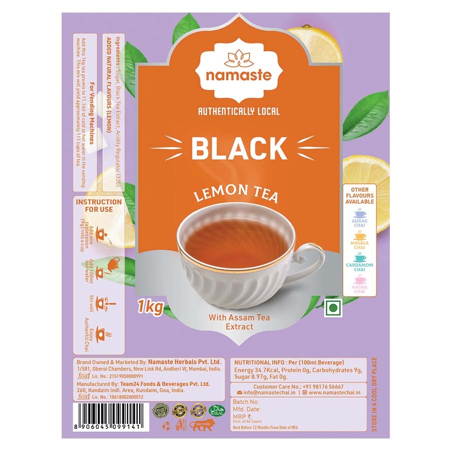 Namaste Chai Black Lemon Tea (83 Cups)- 1 kg