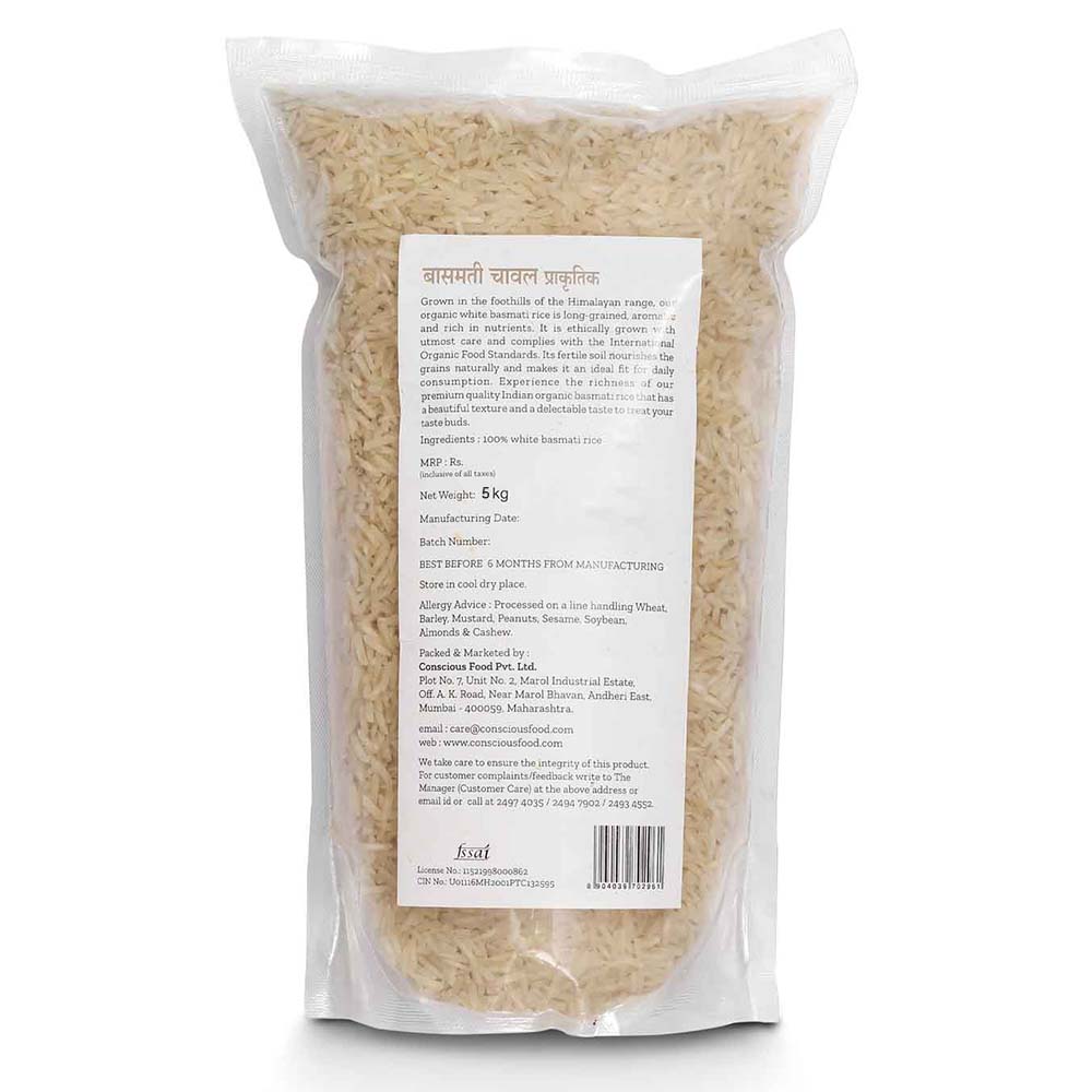 Conscious Food White Basmati Rice - 1 kg - Veeha Foods