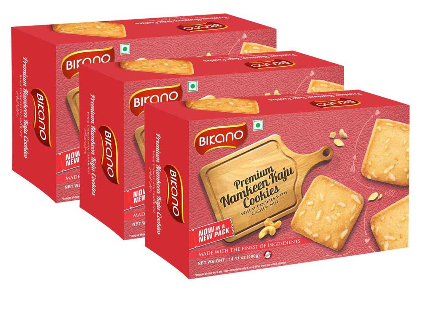 Bikanerwala Bikano Namkeen Kaju Cashew Cookie -400 gms (Pack of 3)