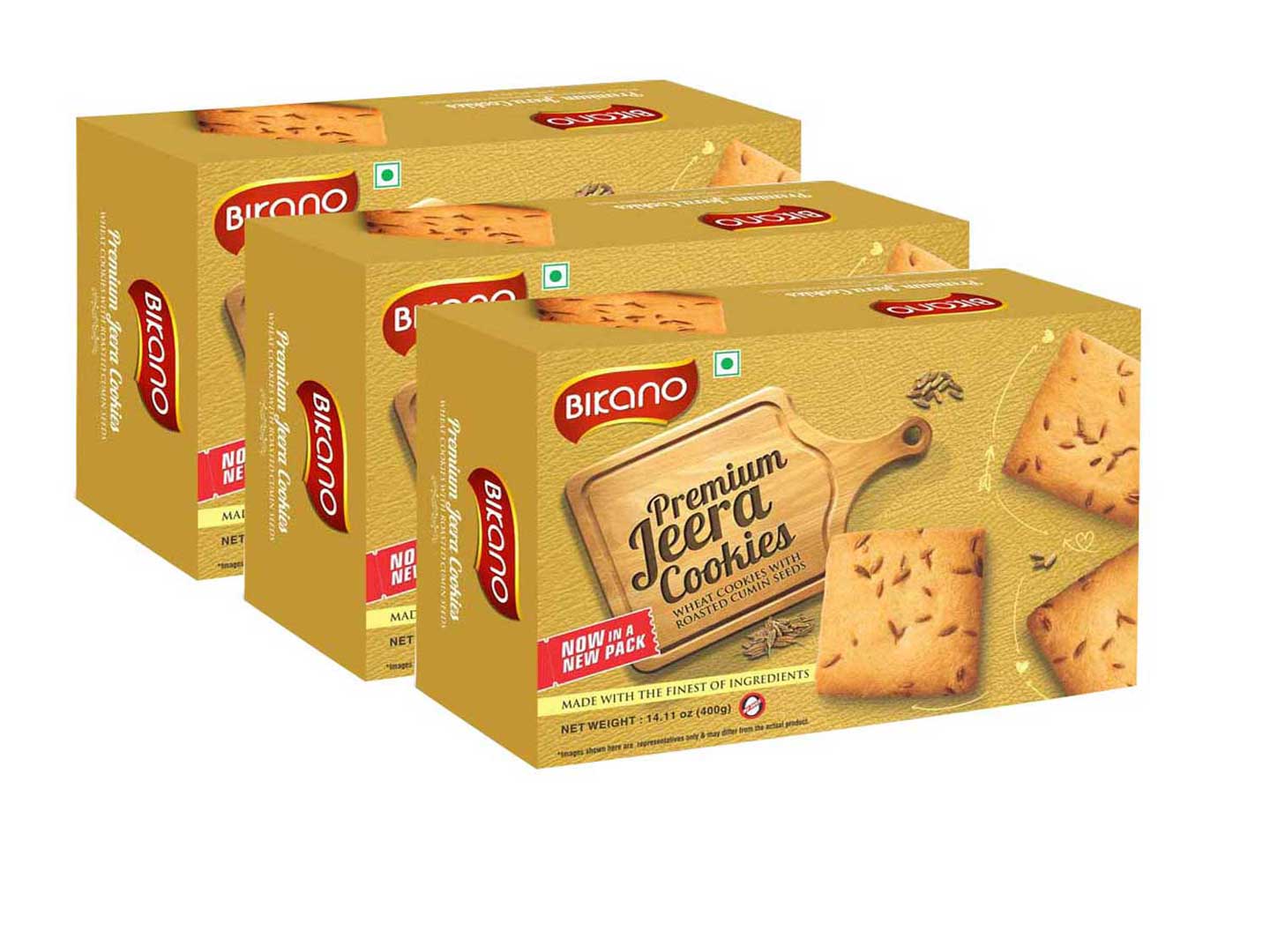 Bikanerwala Bikano Jeera Butter Cookie - 400 gms ( Pack of 3)