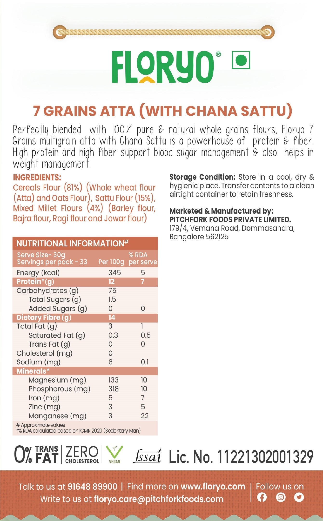 Floryo 7 Grains Atta (with Chana Sattu)