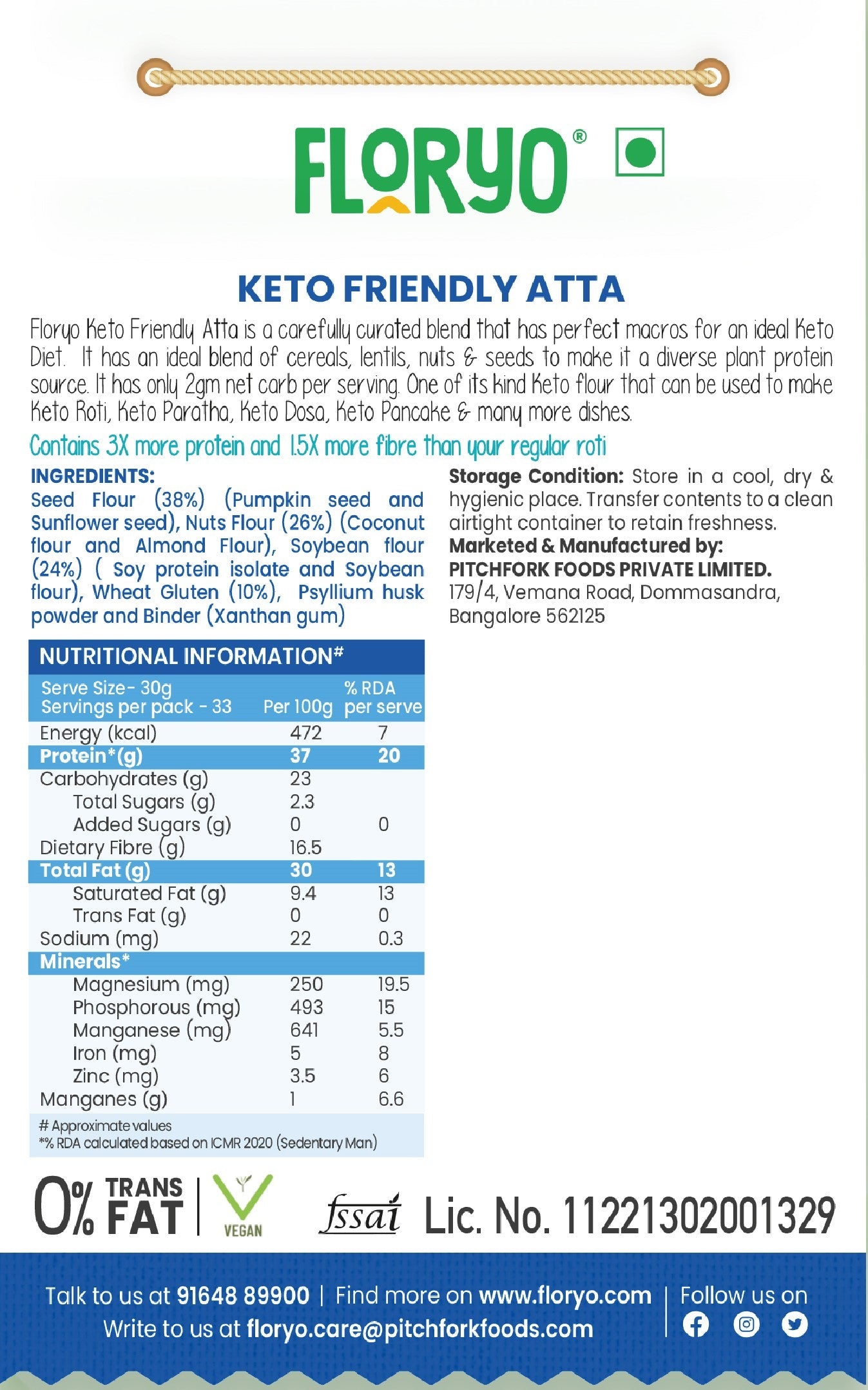 Floryo Keto Friendly Atta (Ultra Low Carb)