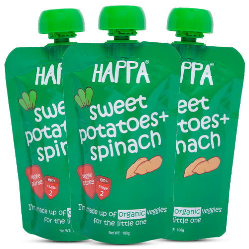 Happa Sweet Potato+ Spinach Veggie Puree (Pack of 3)