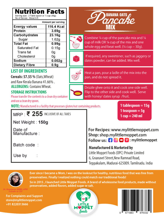 BANANA OATS PANCAKE MIX [150G]