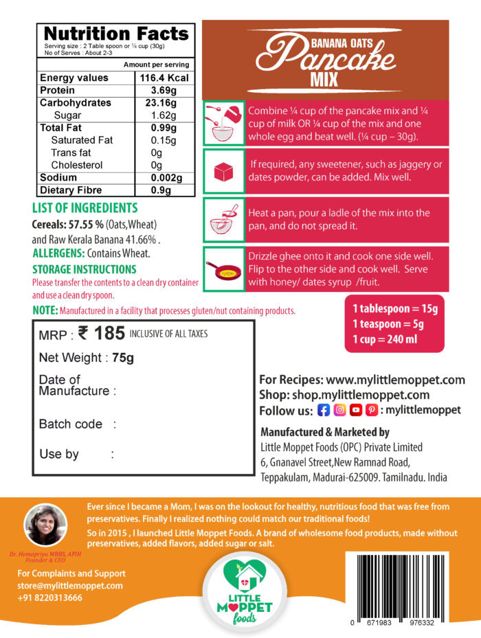 Banana Oats Pancake Mix Trial Pack [75G]