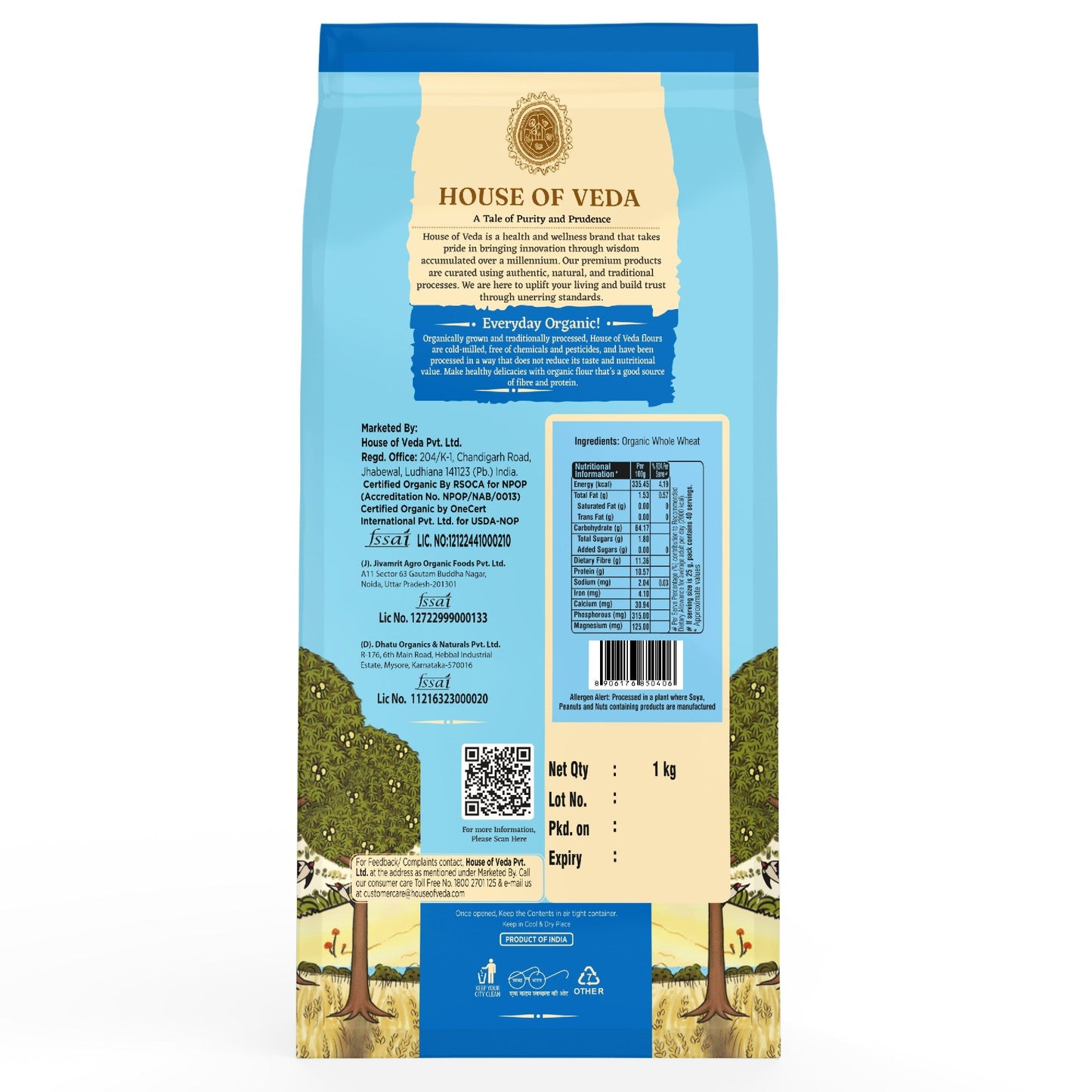 Organic Whole Wheat Flour 1Kg