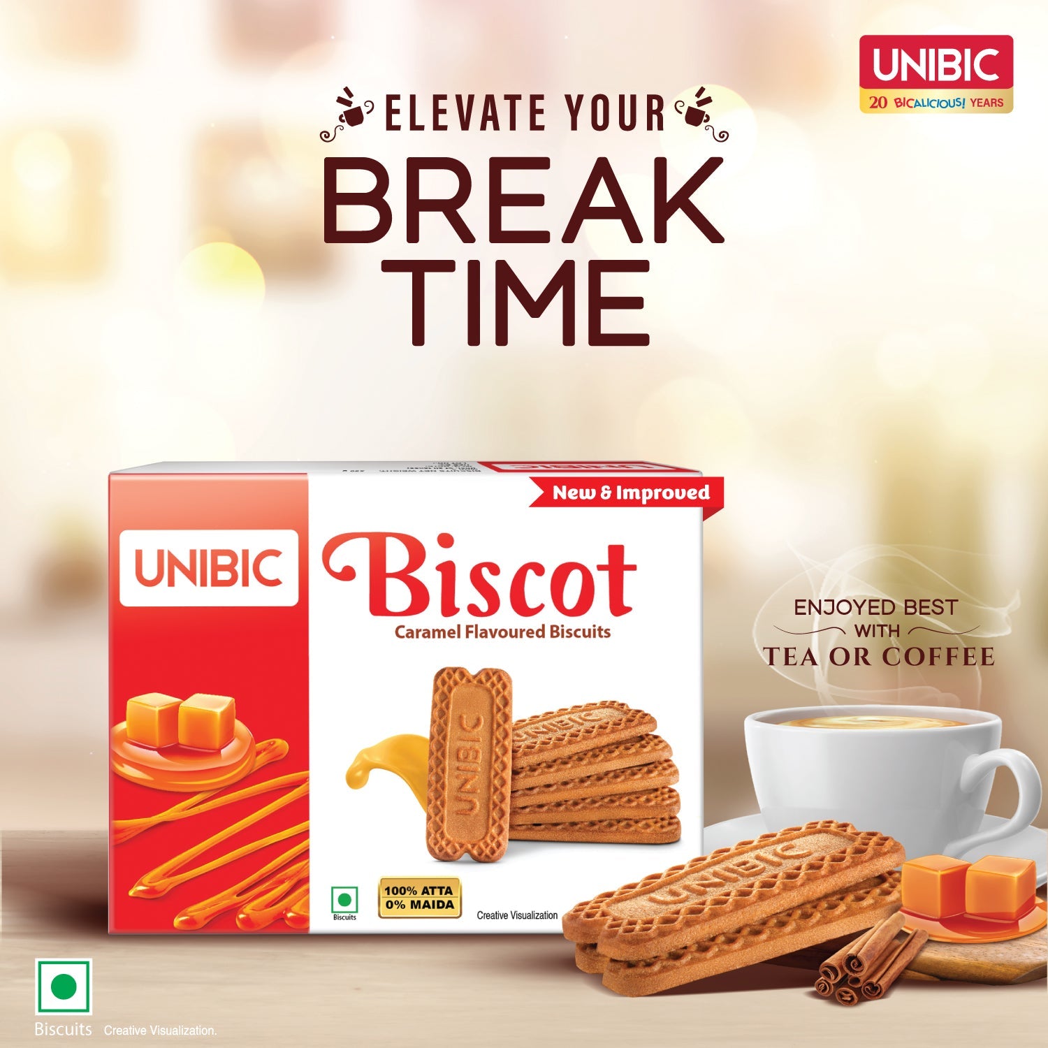 Unibic Biscot - Caramel and Cinnamon Flavor, 250g