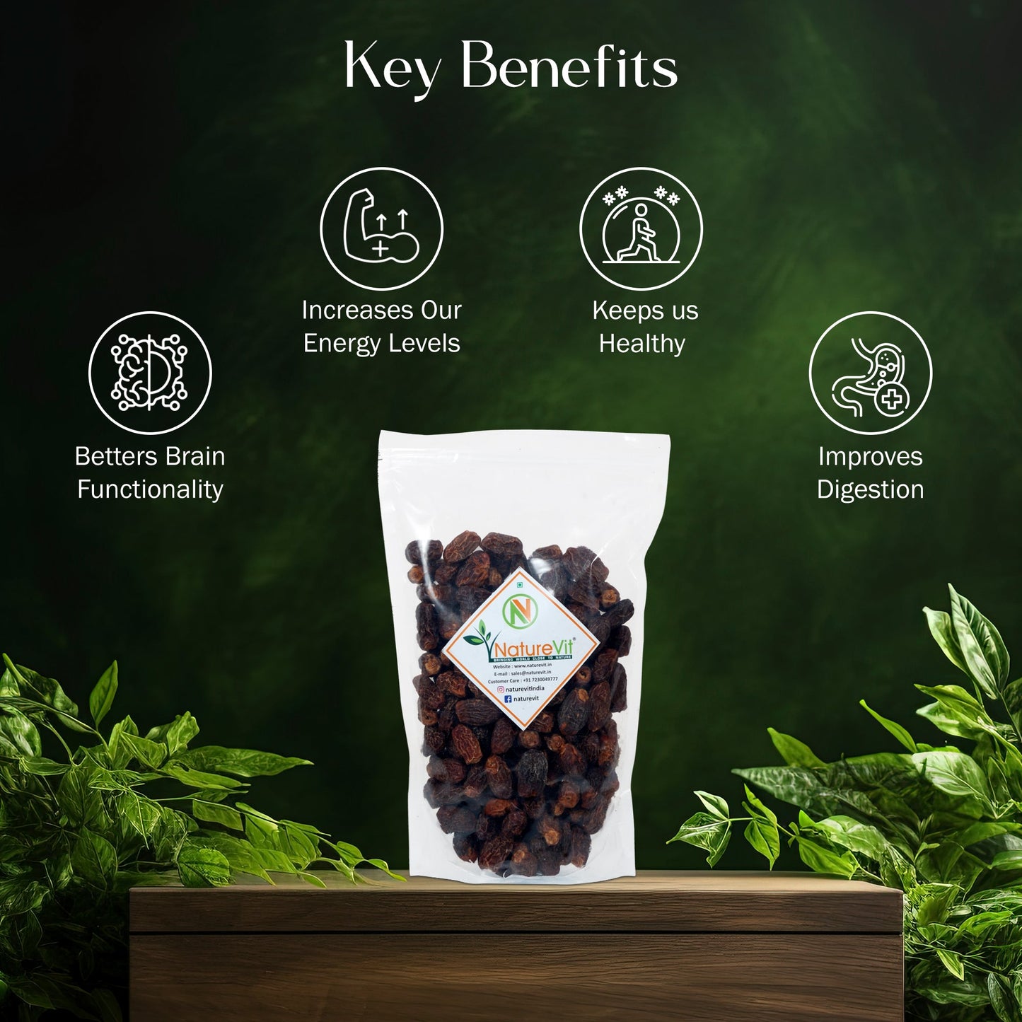 NatureVit Black Dry Dates | Sukha Khajoor | Kala Chuara