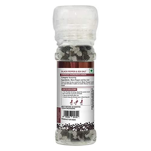 Keya Black Pepper & Sea Salt Grinder 80g