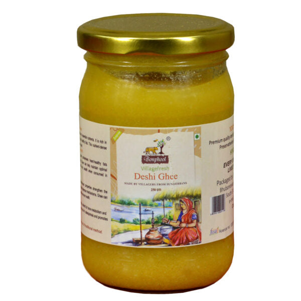 BONPHOOL DESI COW A2 GHEE 250 ML - LAB TESTED - INDICUS COWS - GLASS JAR