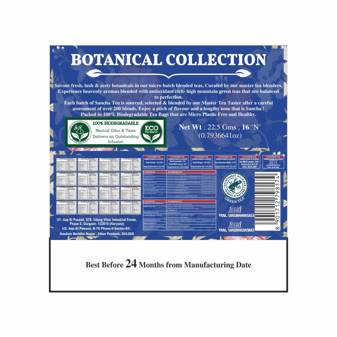 Botanical Collection Tea Sampler Box - 16 Assorted Tea Bags