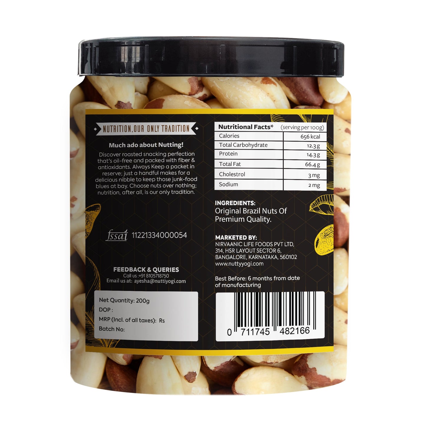 Nutty Yogi Premium Jumbo Brazil Nuts 200g