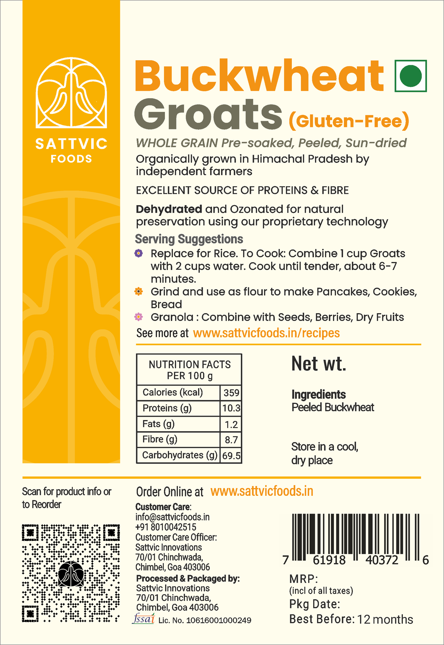 Buckwheat Groats | Gluten-free | Protein and Fibre Packed