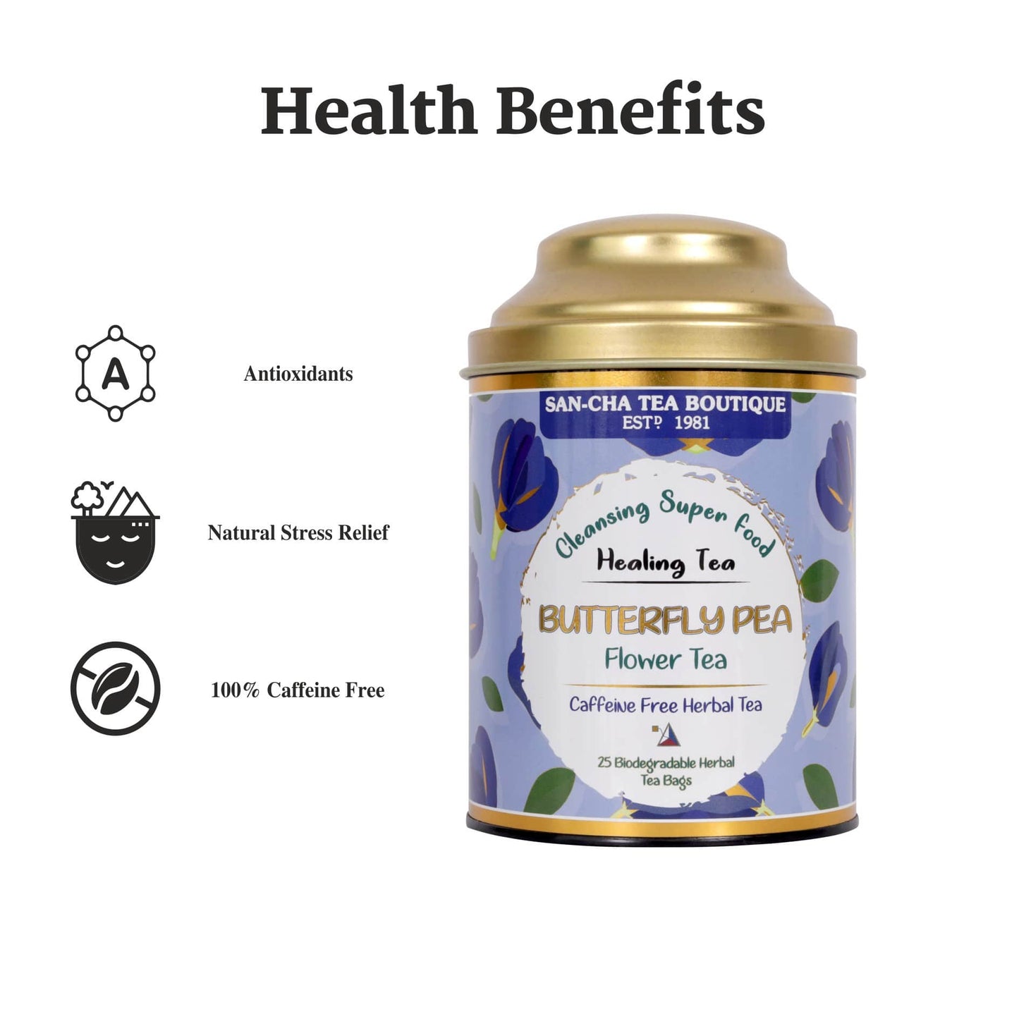 Butterfly Pea Flower Caffeine Free Herbal Tea