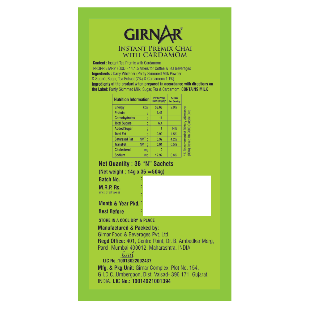 Girnar Instant Tea Premix With Cardamom