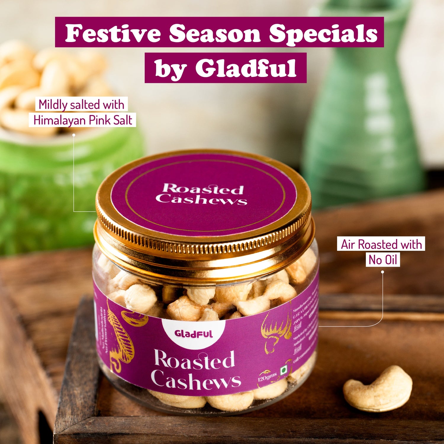 Crispy Roasted Cashews - 120g (One jar)