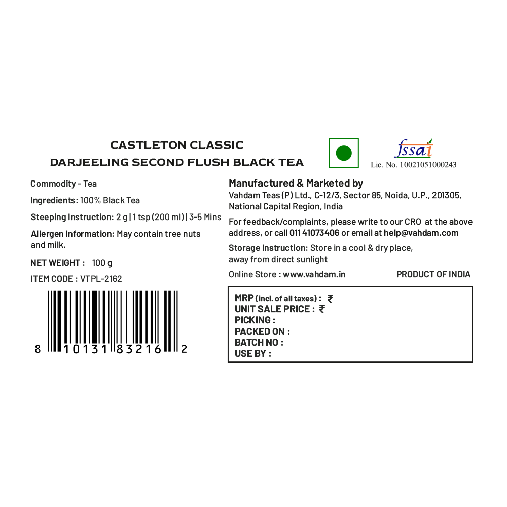 2024 Castleton Classic Darjeeling Second Flush Black Tea DJ 341