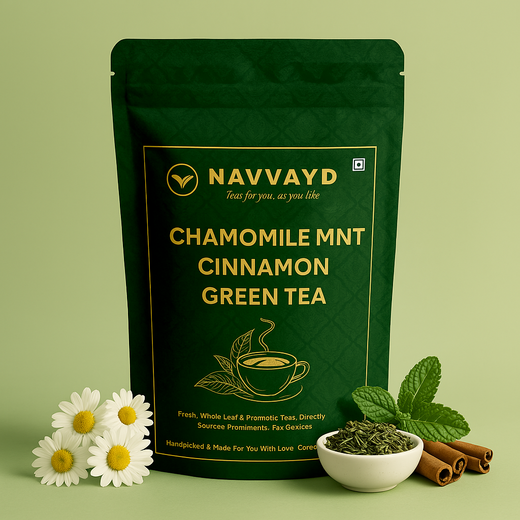 Navvayd Chamomile Mint Cinnamon Green Tea - 100 gms - Veeha Foods
