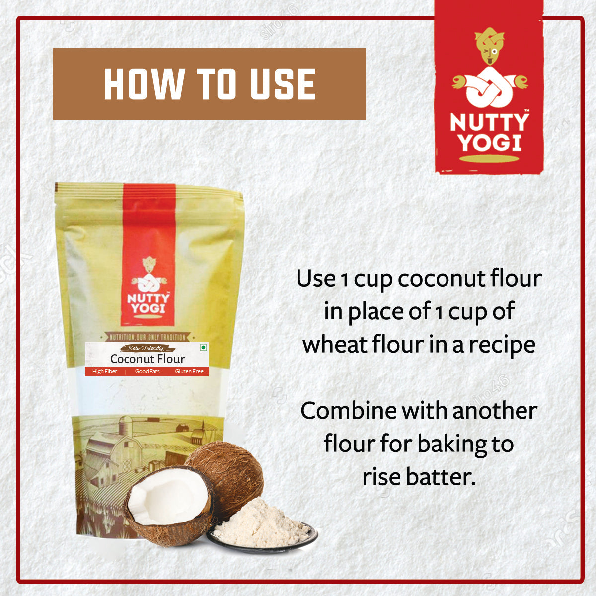Nutty Yogi Gluten Free Coconut Flour , Atta Grain Free, Delicious, Healthy Alternative, Goodness of Coconut, Good Fat, Low Carb, Keto Friendly -400g