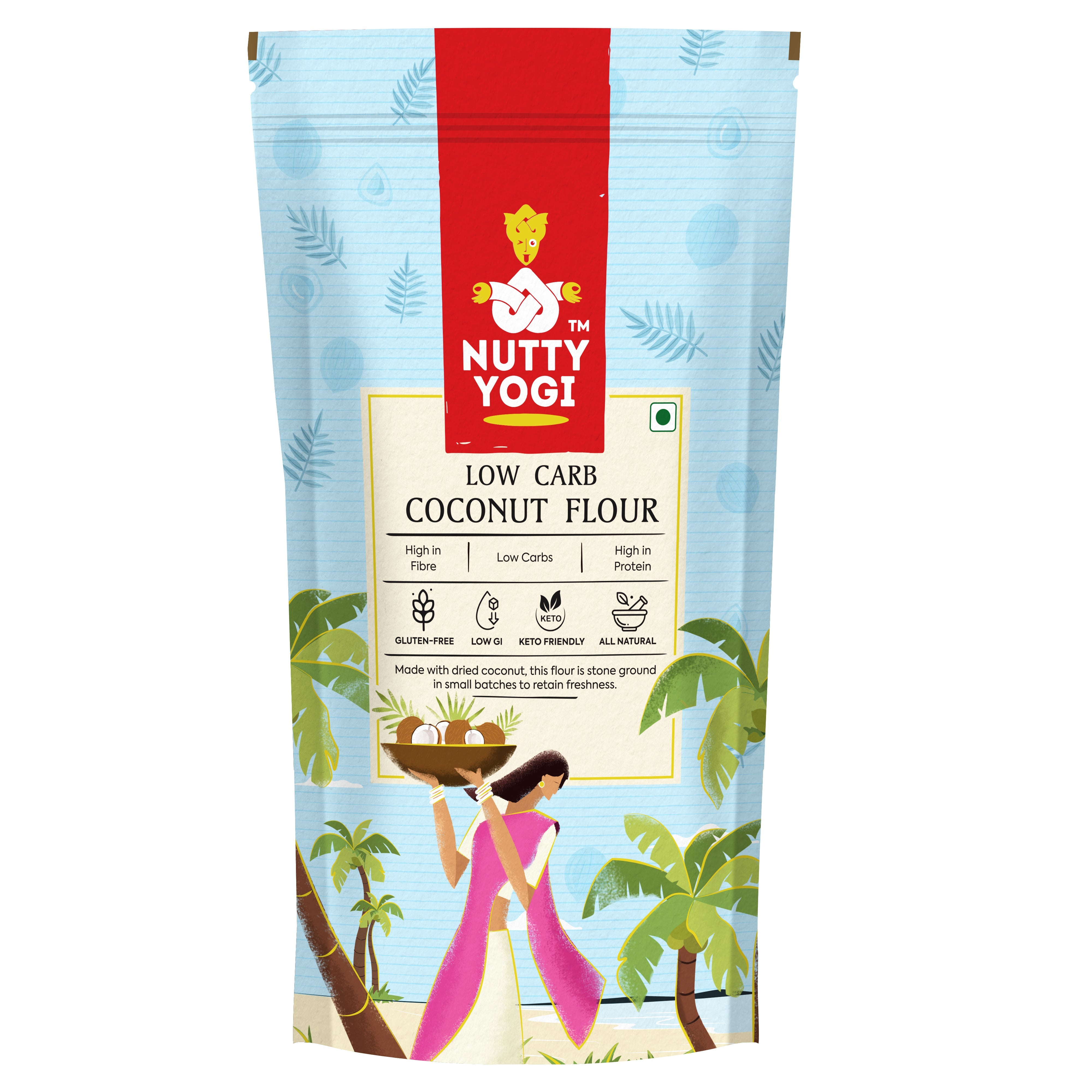Nutty Yogi Gluten Free Coconut Flour , Atta Grain Free, Delicious, Healthy Alternative, Goodness of Coconut, Good Fat, Low Carb, Keto Friendly -400g