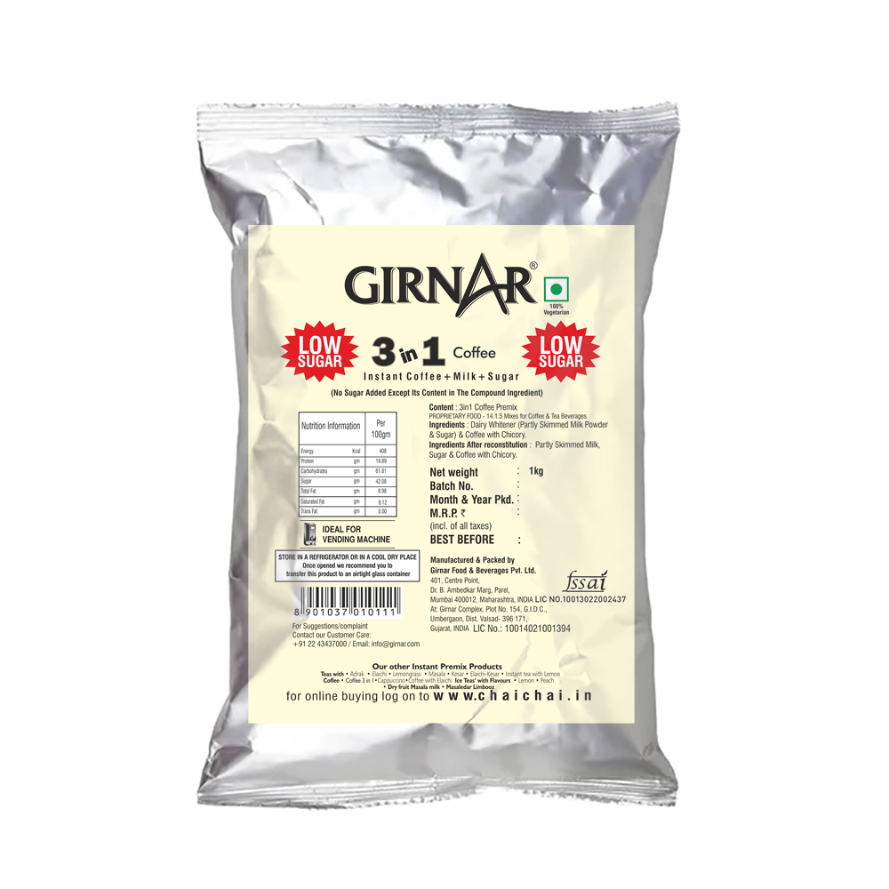 Girnar Instant Premix 3 In 1 Coffee (1kg Vending Pack)