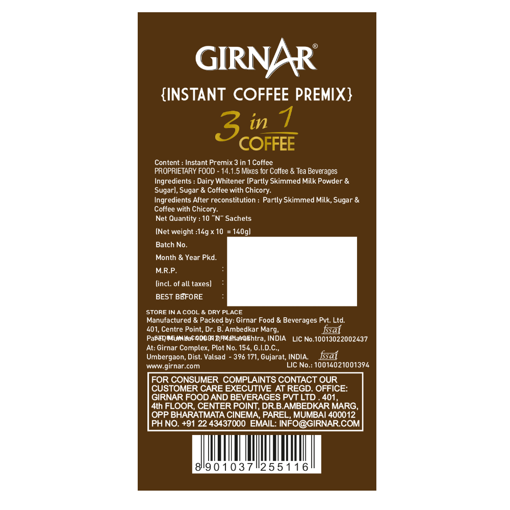 Girnar Instant Premix 3 In 1 Coffee