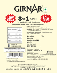 Girnar Instant Premix 3 In 1 Coffee (1kg Vending Pack)