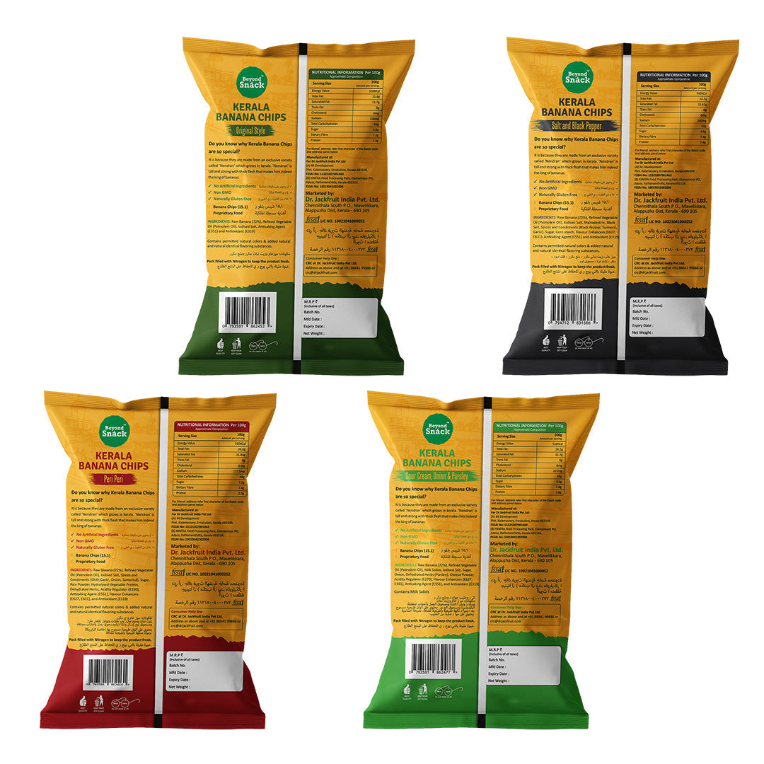 4 Flavours Combo: Original Style, Peri Peri, Sour Cream Onion Parsley, Salt and Black Pepper 400g (100g each)