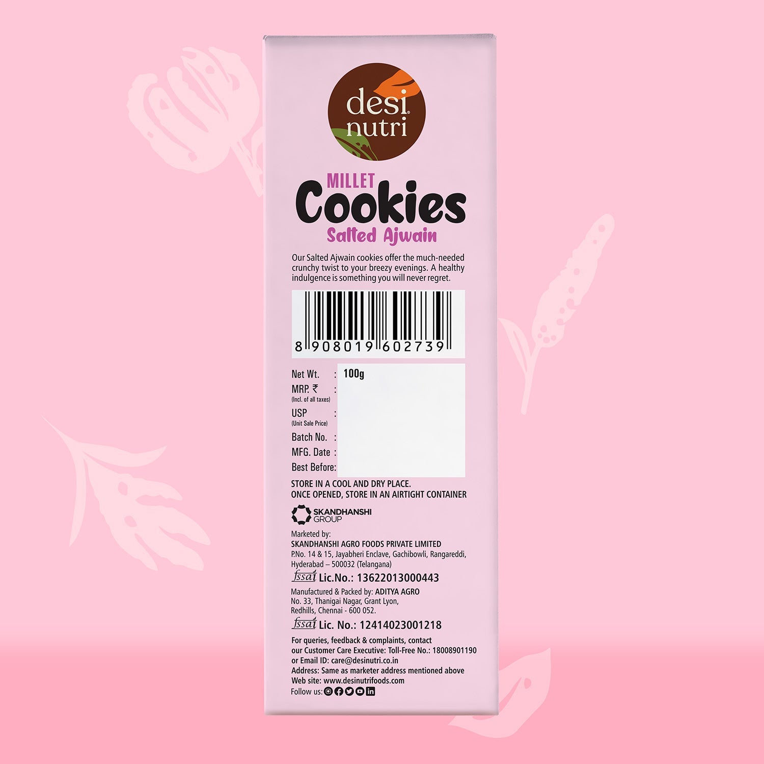 Millet Cookies Salted Ajwain Pack of 3 - 100g Each