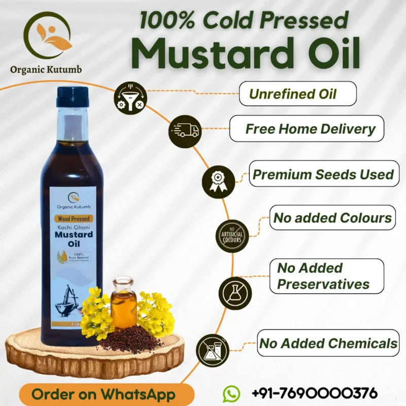 Wood Pressed Mustard Oil 100% Pure & Organic Cold Pressed