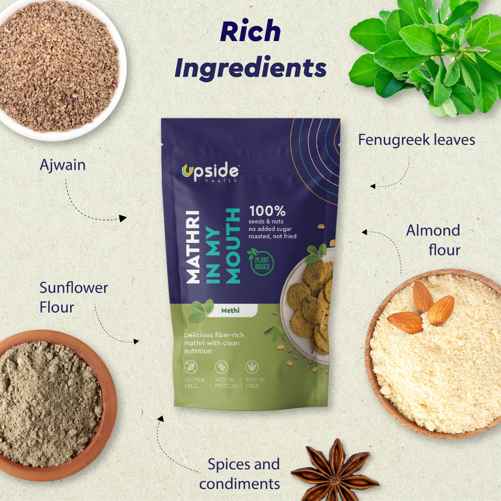 Upside Health Mathri (Methi Flavour) - 45 gms - Veeha Foods